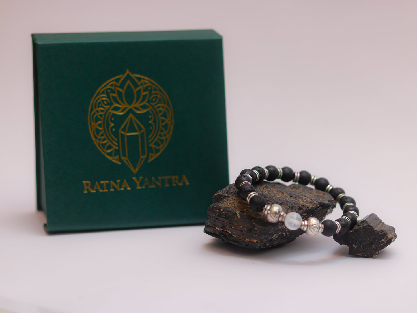 Lava Stone & Clear Quartz Bracelet
