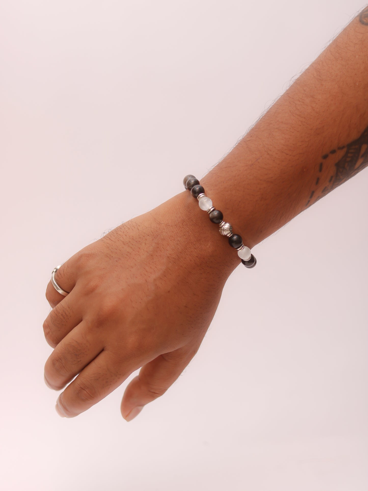 Lava Stone & Clear Quartz Bracelet