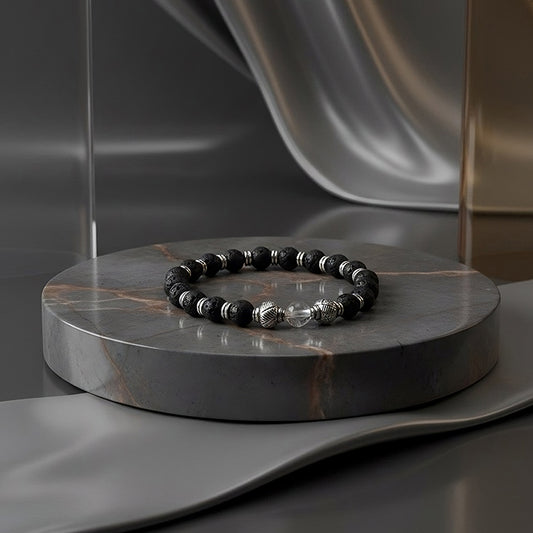 Lava Stone & Clear Quartz Bracelet
